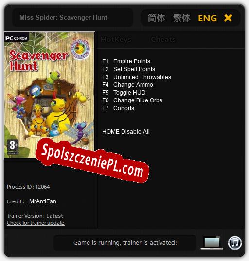 Treinador liberado para Miss Spider: Scavenger Hunt [v1.0.8]