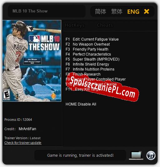 MLB 10 The Show: Cheats, Trainer +11 [MrAntiFan]