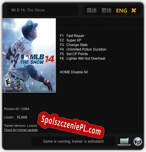 MLB 14: The Show: Trainer +6 [v1.8]