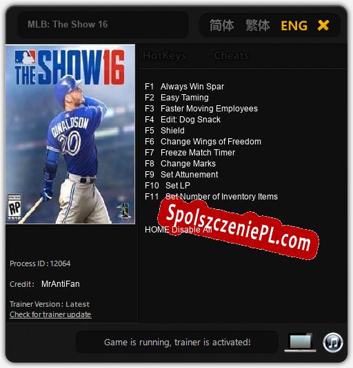 MLB: The Show 16: Cheats, Trainer +11 [MrAntiFan]