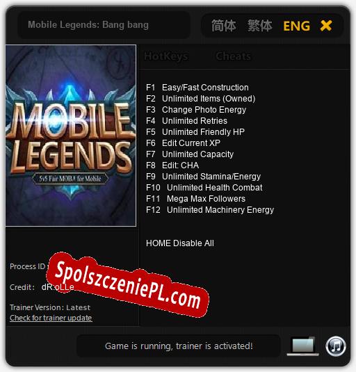 Mobile Legends: Bang bang: Cheats, Trainer +12 [dR.oLLe]