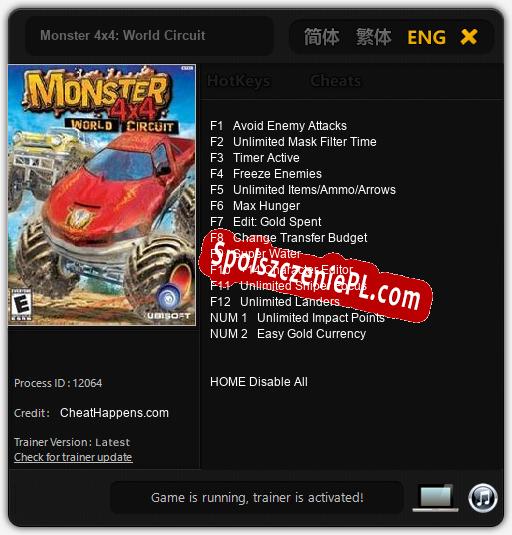 Treinador liberado para Monster 4x4: World Circuit [v1.0.1]