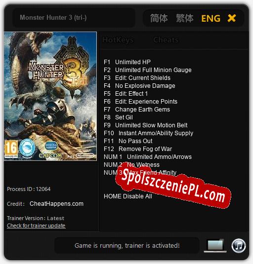 Monster Hunter 3 (tri-): Trainer +15 [v1.6]