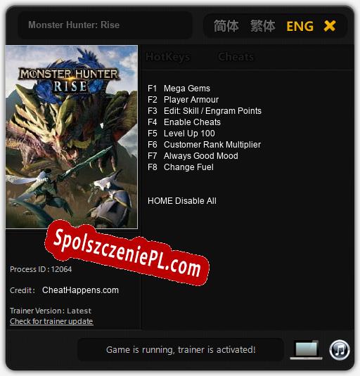 Monster Hunter: Rise: Trainer +8 [v1.3]