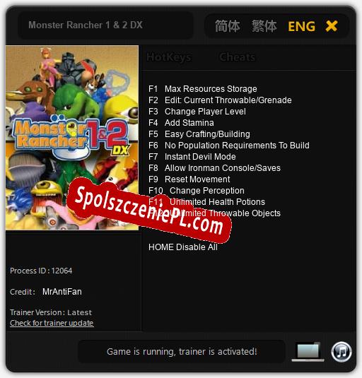 Monster Rancher 1 & 2 DX: Treinador (V1.0.76)