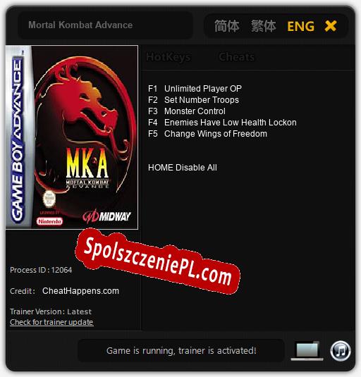 Mortal Kombat Advance: Trainer +5 [v1.9]