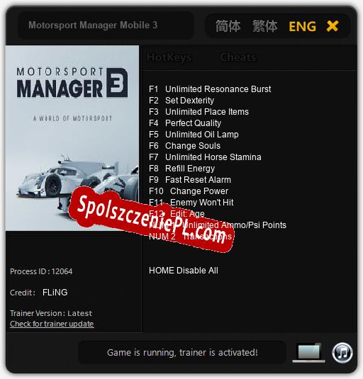 Motorsport Manager Mobile 3: Trainer +14 [v1.2]