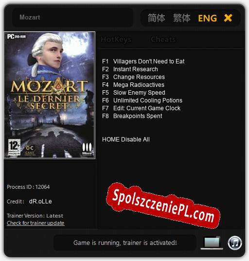 Mozart: Cheats, Trainer +8 [dR.oLLe]