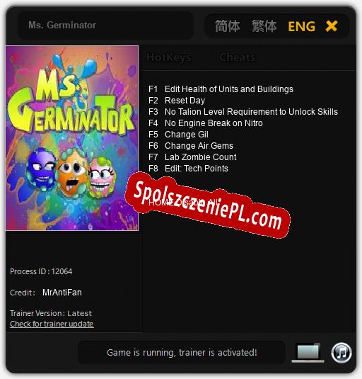 Ms. Germinator: Trainer +8 [v1.8]