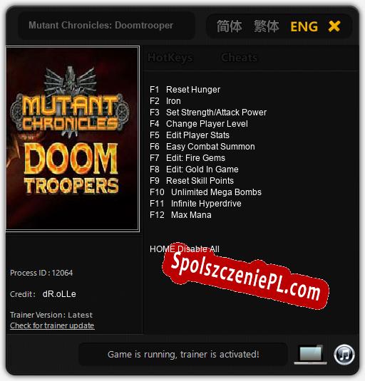 Mutant Chronicles: Doomtrooper: Treinador (V1.0.97)