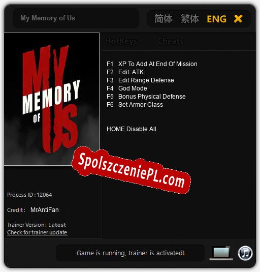 My Memory of Us: Cheats, Trainer +6 [MrAntiFan]