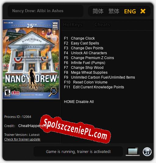 Nancy Drew: Alibi in Ashes: Treinador (V1.0.29)