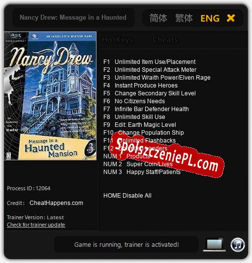 Treinador liberado para Nancy Drew: Message in a Haunted Mansion [v1.0.4]