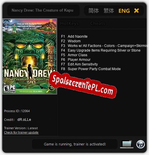 Treinador liberado para Nancy Drew: The Creature of Kapu Cave [v1.0.5]