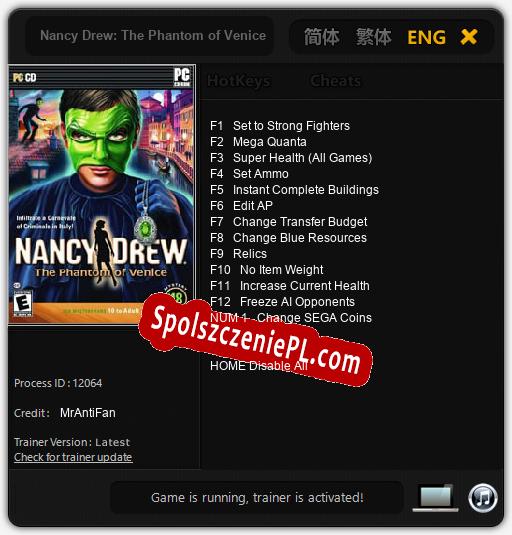 Nancy Drew: The Phantom of Venice: Trainer +13 [v1.6]