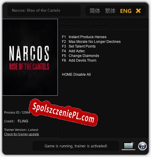 Treinador liberado para Narcos: Rise of the Cartels [v1.0.8]