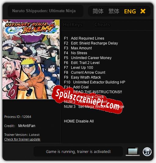 Naruto Shippuden: Ultimate Ninja Blazing: Cheats, Trainer +15 [MrAntiFan]