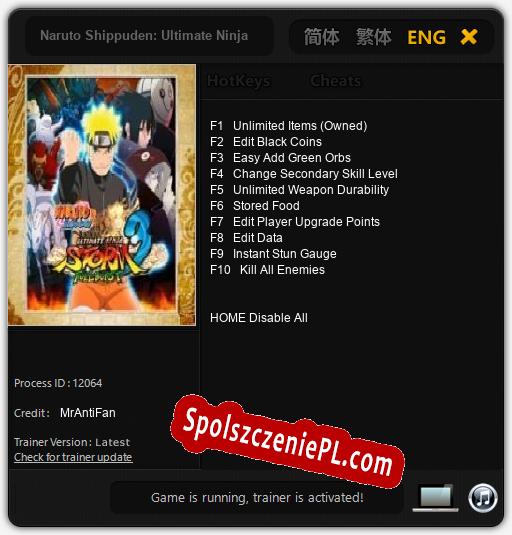 Naruto Shippuden: Ultimate Ninja Storm 3 Full Burst: Cheats, Trainer +10 [MrAntiFan]