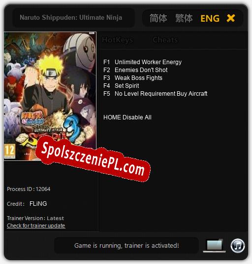 Naruto Shippuden: Ultimate Ninja Storm 3: Cheats, Trainer +5 [FLiNG]