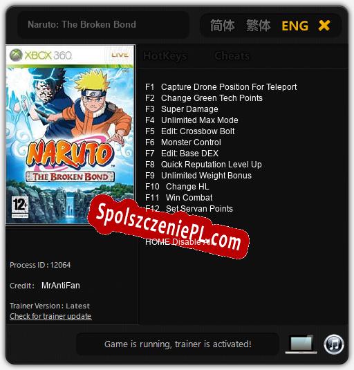 Treinador liberado para Naruto: The Broken Bond [v1.0.3]