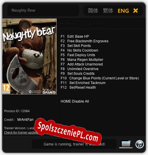 Naughty Bear: Cheats, Trainer +12 [MrAntiFan]