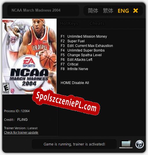 NCAA March Madness 2004: Cheats, Trainer +8 [FLiNG]