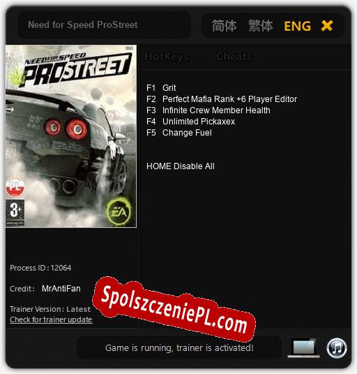 Need for Speed ProStreet: Treinador (V1.0.59)