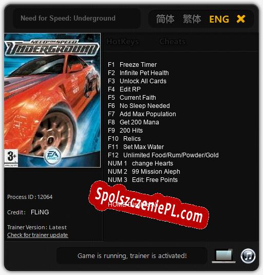 Need for Speed: Underground: Cheats, Trainer +15 [FLiNG]