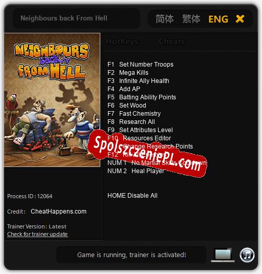 Neighbours back From Hell: Cheats, Trainer +14 [CheatHappens.com]