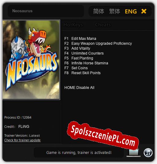 Neosaurus: Cheats, Trainer +8 [FLiNG]