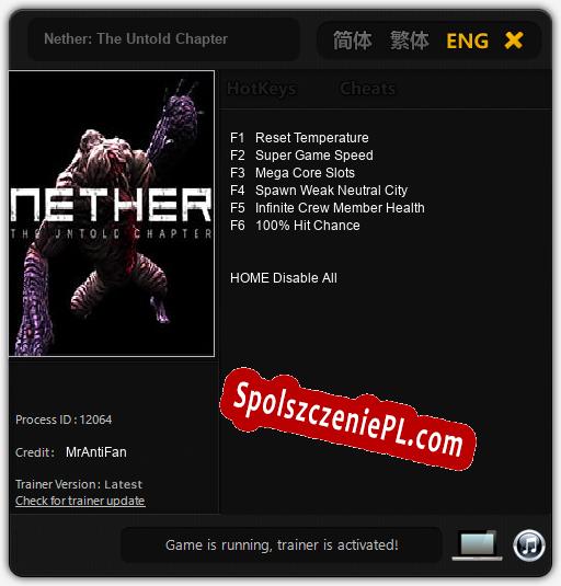 Treinador liberado para Nether: The Untold Chapter [v1.0.1]