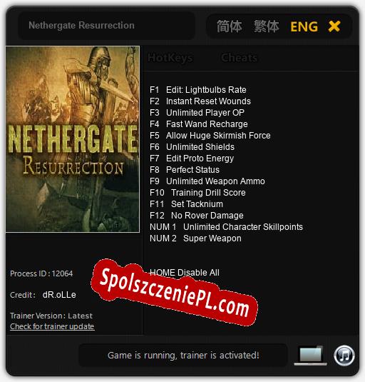 Nethergate Resurrection: Treinador (V1.0.90)