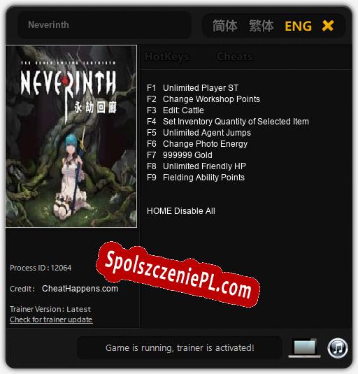 Neverinth: Trainer +9 [v1.6]