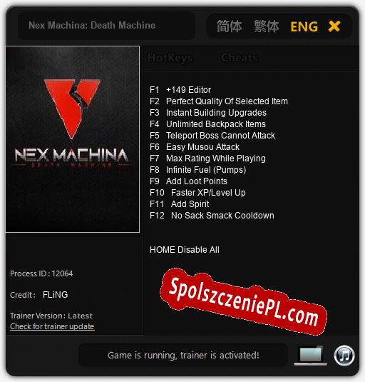 Nex Machina: Death Machine: Treinador (V1.0.60)