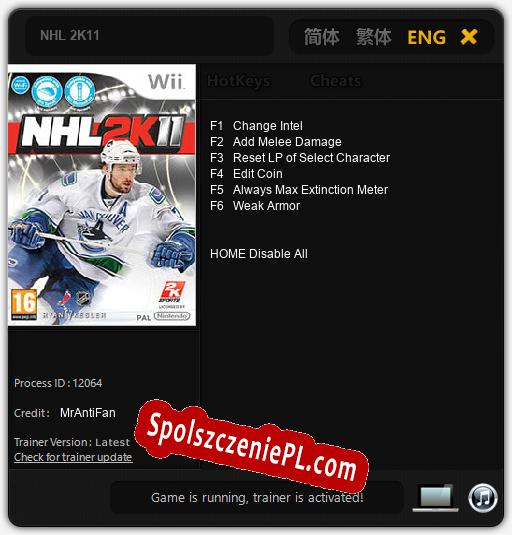 NHL 2K11: Trainer +6 [v1.2]