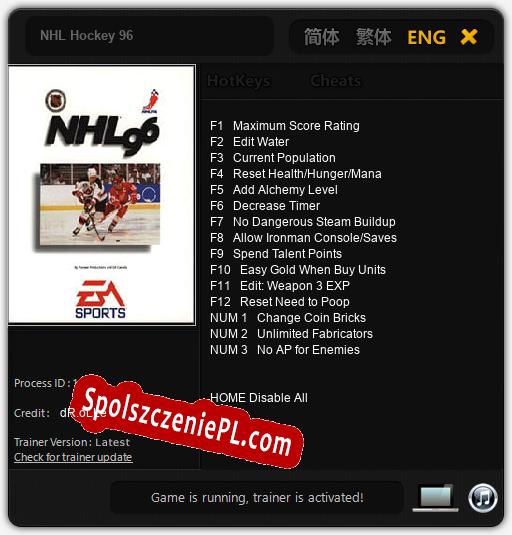 NHL Hockey 96: Treinador (V1.0.29)