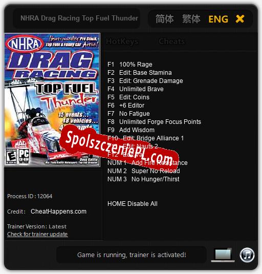 NHRA Drag Racing Top Fuel Thunder: Treinador (V1.0.71)