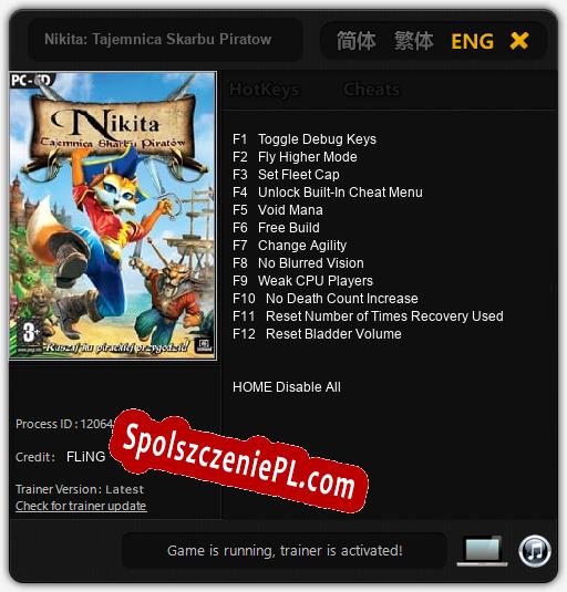 Nikita: Tajemnica Skarbu Piratow: Trainer +12 [v1.3]