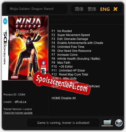 Ninja Gaiden: Dragon Sword: Cheats, Trainer +15 [dR.oLLe]