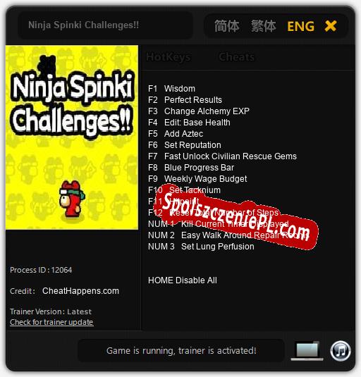 Ninja Spinki Challenges!!: Trainer +15 [v1.3]