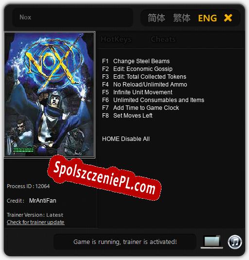 Nox: Cheats, Trainer +8 [MrAntiFan]