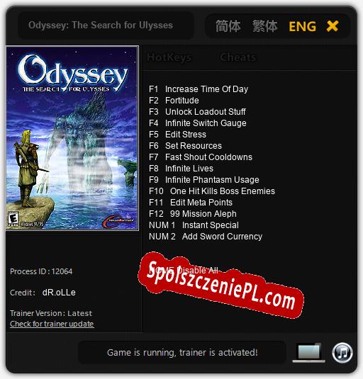 Odyssey: The Search for Ulysses: Cheats, Trainer +14 [dR.oLLe]