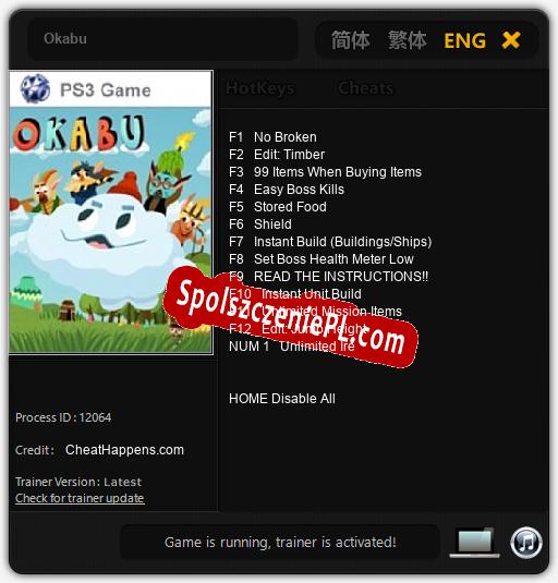 Okabu: Cheats, Trainer +13 [CheatHappens.com]