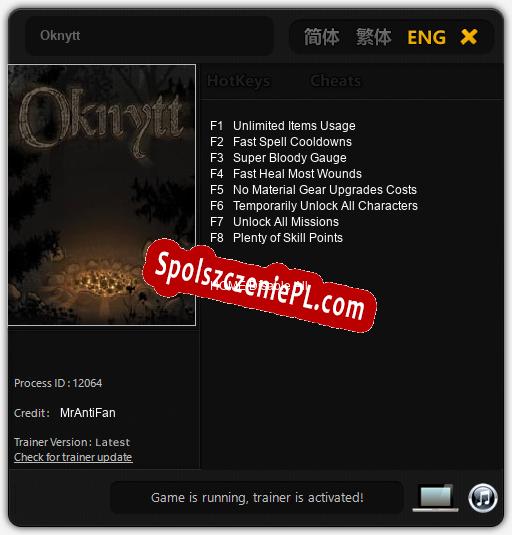 Oknytt: Cheats, Trainer +8 [MrAntiFan]