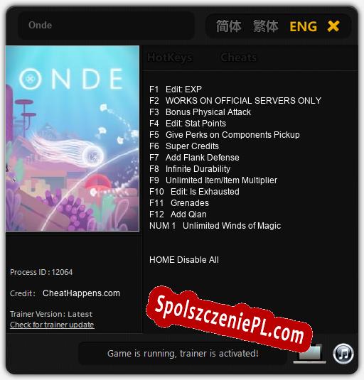 Onde: Cheats, Trainer +13 [CheatHappens.com]