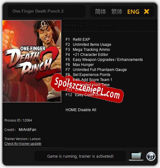 Treinador liberado para One Finger Death Punch 2 [v1.0.2]