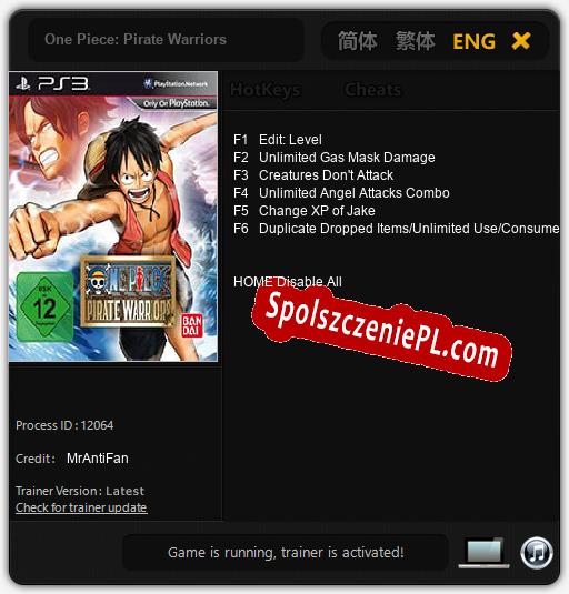 One Piece: Pirate Warriors: Treinador (V1.0.7)