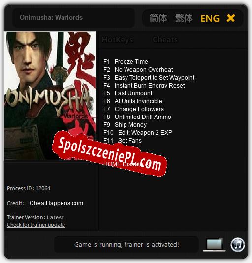 Onimusha: Warlords: Cheats, Trainer +11 [CheatHappens.com]