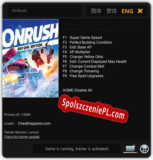 OnRush: Trainer +9 [v1.7]