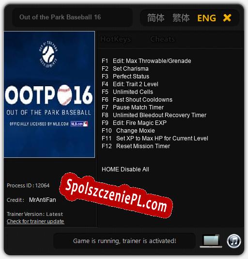 Out of the Park Baseball 16: Cheats, Trainer +12 [MrAntiFan]